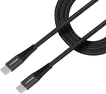 Mobilize Strong Nylon Cable Usb-C To Usb-C 2M. 100W Black - Essentify