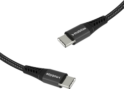 Mobilize Strong Nylon Cable Usb-C To Usb-C 1M. 100W Black - Essentify