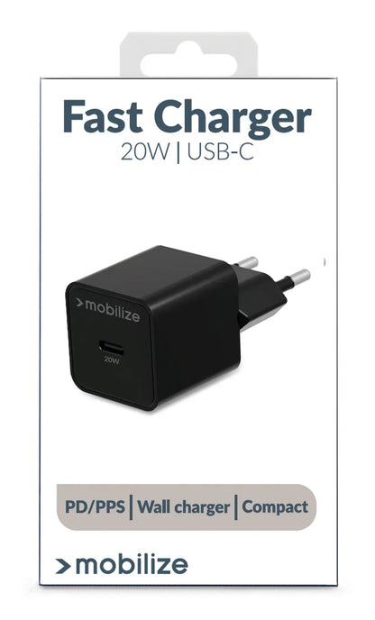 Mobilize Wall Charger Usb-C 20W With Pd/Pps Black - Essentify