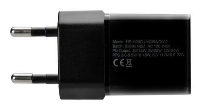Mobilize Wall Charger Usb-C 20W With Pd/Pps Black - Essentify