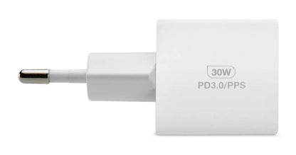 Mobilize Wall Charger Usb-C + Usb Gan 30W With Pd/Pps White - Essentify