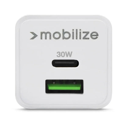 Mobilize Wall Charger Usb-C + Usb Gan 30W With Pd/Pps White - Essentify
