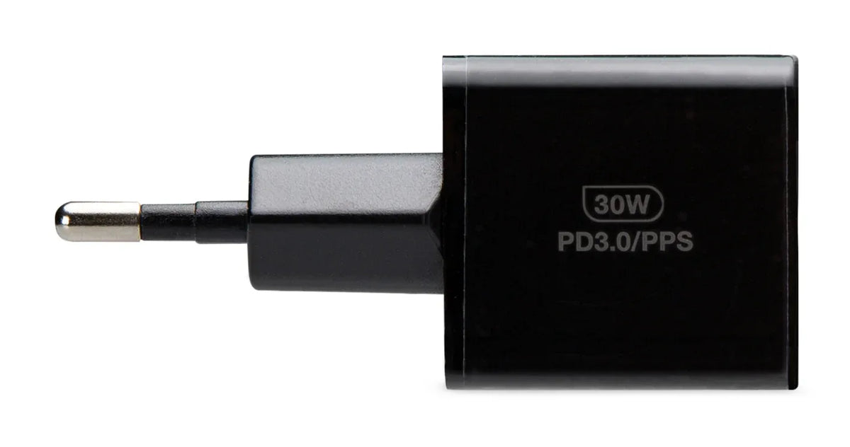 Mobilize Wall Charger Usb-C + Usb Gan 30W With Pd/Pps Black - Essentify