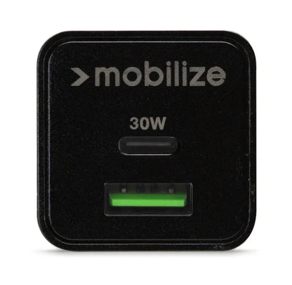 Mobilize Wall Charger Usb-C + Usb Gan 30W With Pd/Pps Black - Essentify