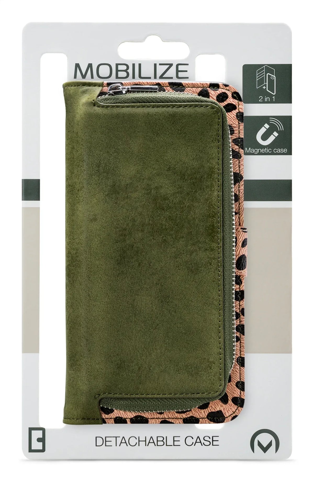 Mobilize 2In1 Magnet Zipper Case Samsung Galaxy A04S/A13 5G Olive/Leopard - Essentify
