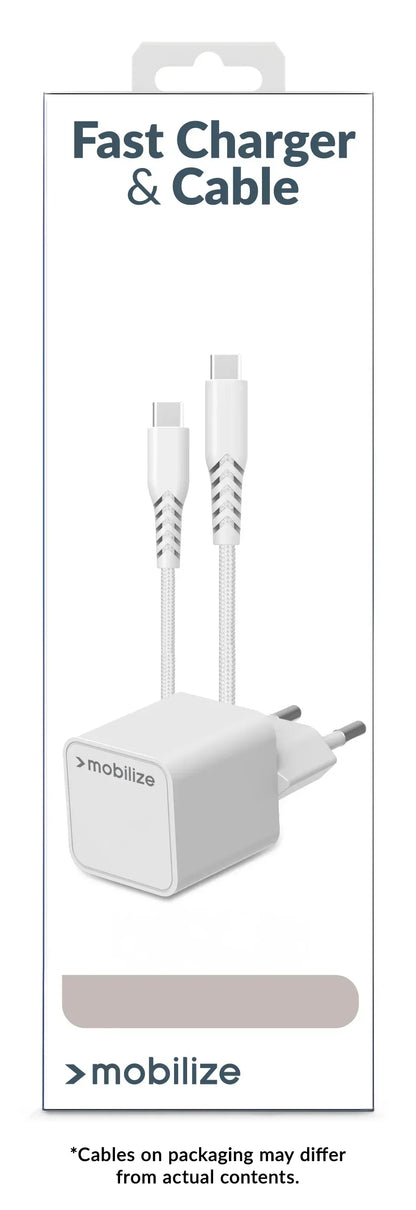 Mobilize Wall Charger Usb-C 20W With Pd + Mfi Lightning Nylon Cable 1.2M White - Essentify