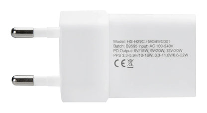 Mobilize Wall Charger Usb-C 20W With Pd + Mfi Lightning Nylon Cable 1.2M White - Essentify