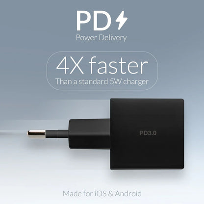 Mobilize Wall Charger Usb-C 20W With Pd + Mfi Lightning Nylon Cable 1.2M Black - Essentify