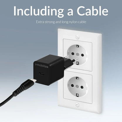 Mobilize Wall Charger Usb-C 20W With Pd + Mfi Lightning Nylon Cable 1.2M Black - Essentify