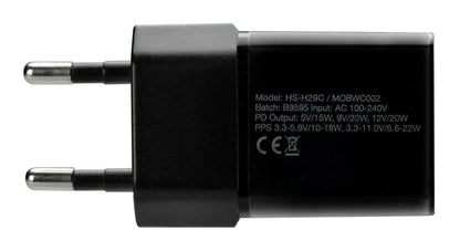 Mobilize Wall Charger Usb-C 20W With Pd + Mfi Lightning Nylon Cable 1.2M Black - Essentify