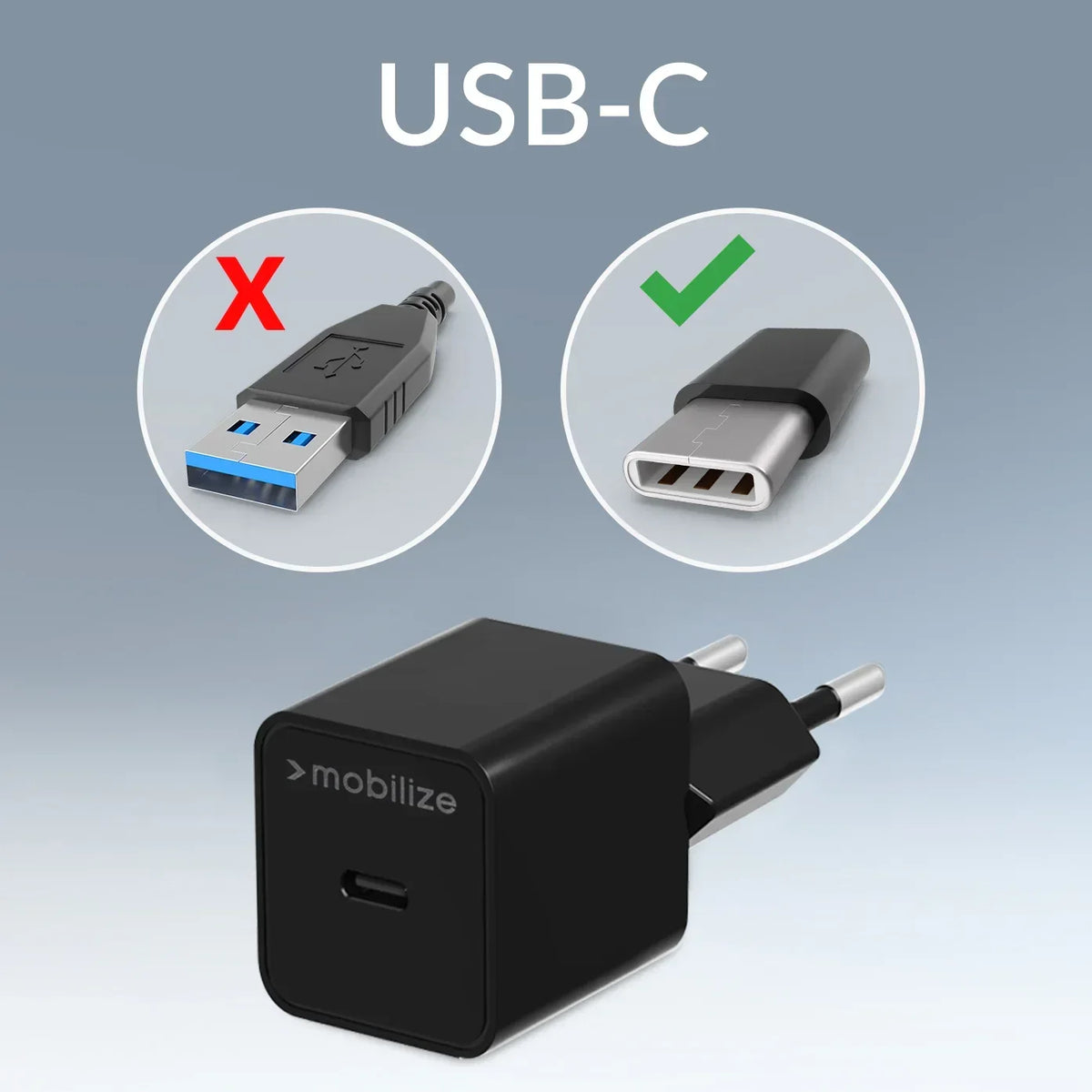 Mobilize Wall Charger Usb-C 20W With Pd + Mfi Lightning Nylon Cable 1.2M Black - Essentify