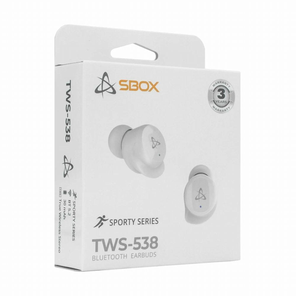 SBOX Earbuds EB-TWS538 | Draadloze In-Ear Bluetooth Oordopjes | USB-C Oplaadcase | Wit