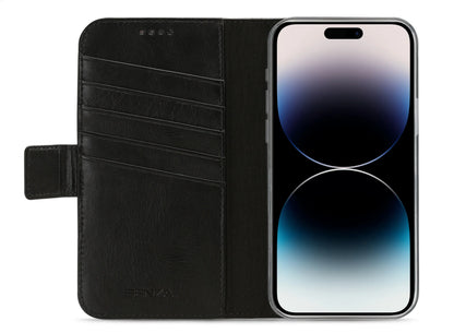 Senza Pure Leather Wallet Apple Iphone 14 Pro Max Deep Black - Essentify