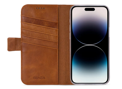 Senza Desire Leather Wallet Apple Iphone 14 Pro Max Burned Cognac - Essentify