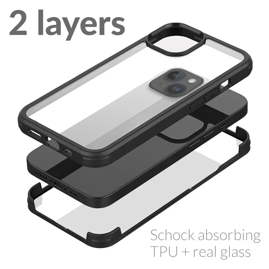 Mobilize Tempered Glass 360 Protection Case Apple Iphone 14 Plus Black - Essentify