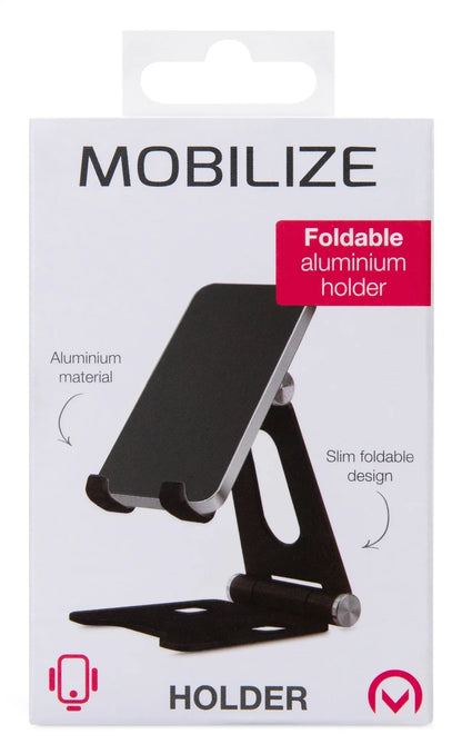 Mobilize Foldable Aluminium Phone Holder Black - Essentify