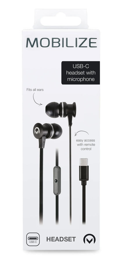 Mobilize In-Ear Stereo Headset With Remote Usb-C Black - Essentify