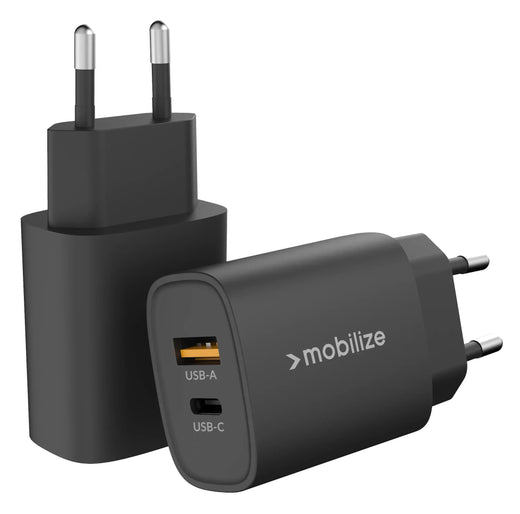 Mobilize Wall Charger Usb-C + Usb 25W With Pd/Pps Black - Essentify