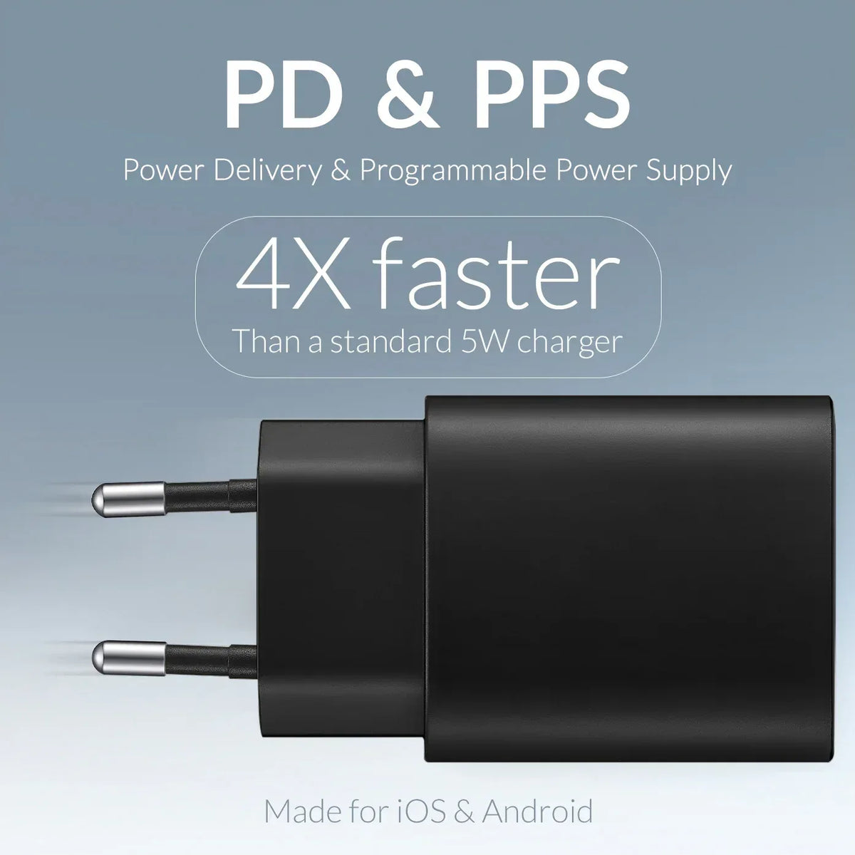 Mobilize Wall Charger Usb-C + Usb 25W With Pd/Pps Black - Essentify