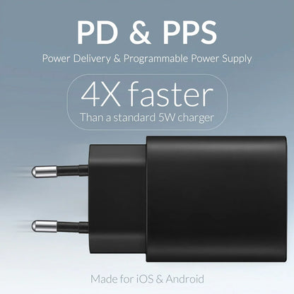 Mobilize Wall Charger Usb-C + Usb 25W With Pd/Pps Black - Essentify