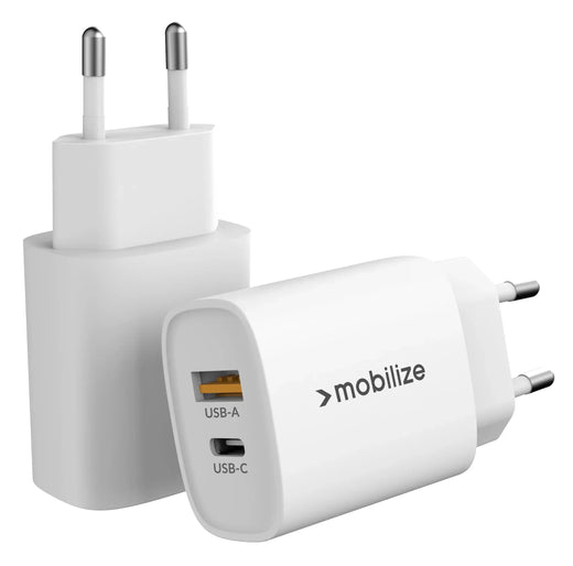 Mobilize Wall Charger Usb-C + Usb 25W With Pd/Pps White - Essentify