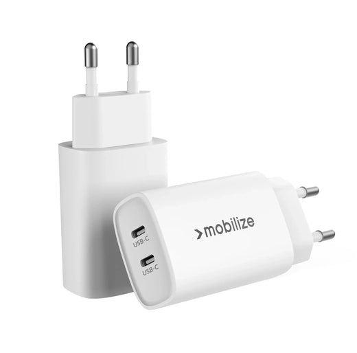 Mobilize Wall Charger 2X Usb-C Gan 45W With Pd/Pps White - Essentify