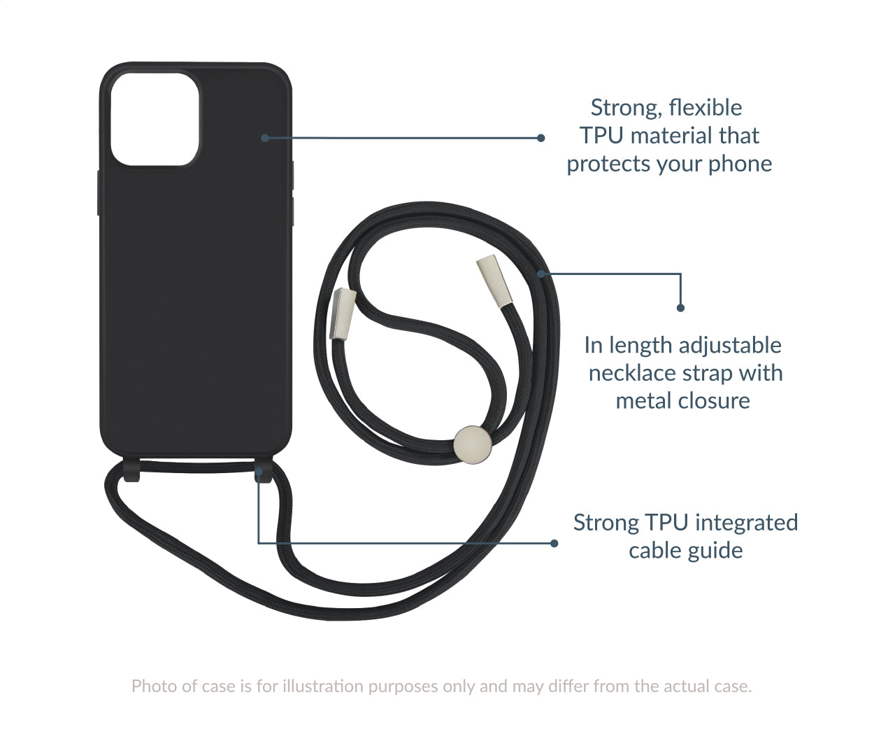 Mobilize Lanyard Gelly Case For Apple Iphone 15 Pro Max Black