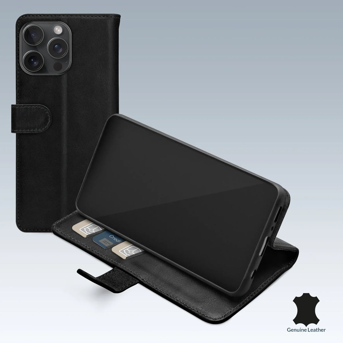 Mobilize Leather Wallet Apple Iphone 15 Pro Max Black - Essentify