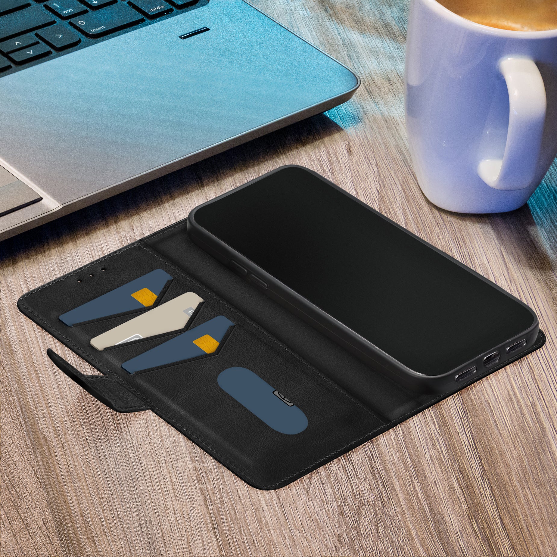 Mobilize Leather Wallet Apple Iphone 15 Pro Max Black