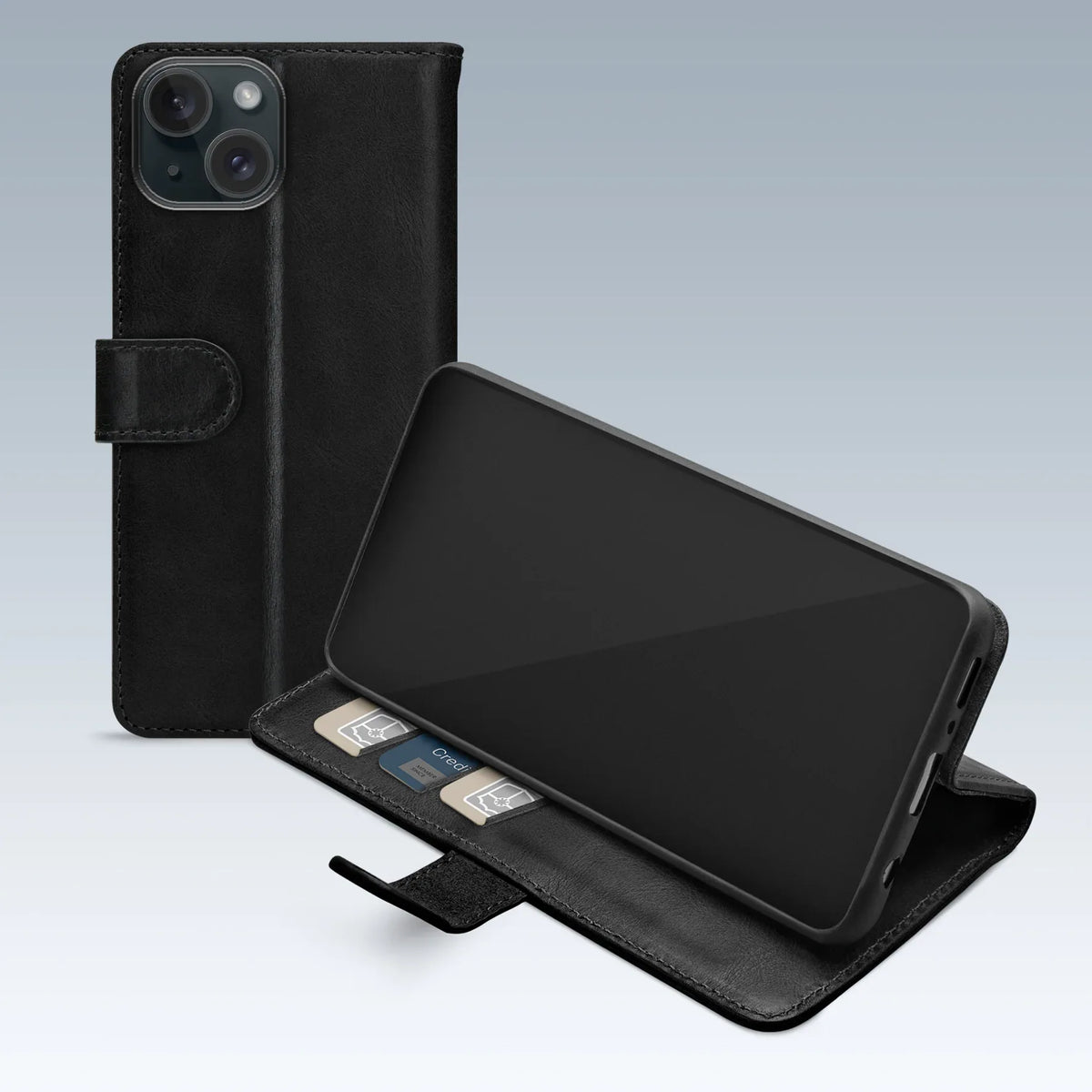 Mobilize Premium Gelly Wallet Book Case Apple Iphone 15 Plus Black - Essentify