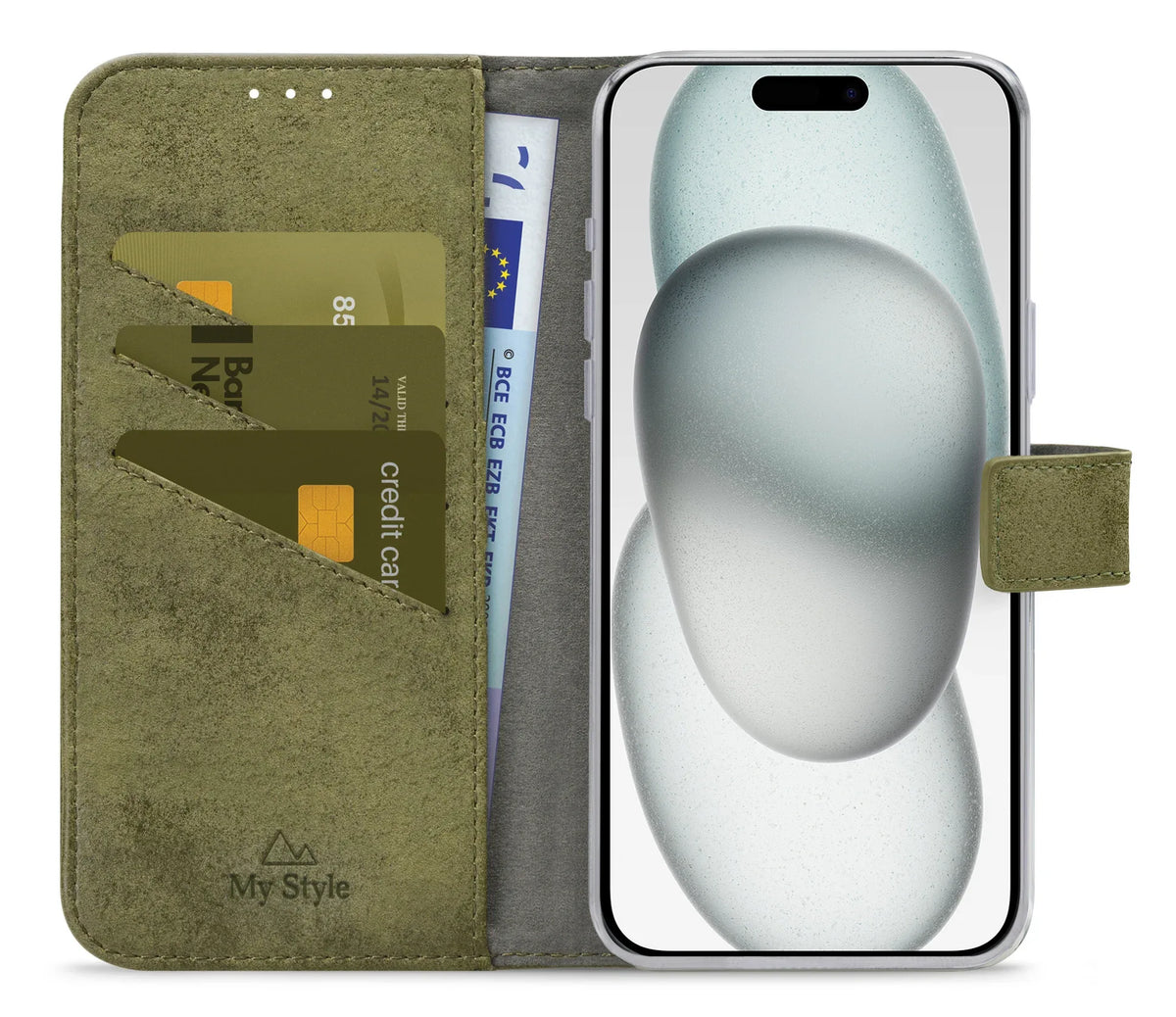 My Style Flex Wallet For Apple Iphone 15 Plus Olive - Essentify