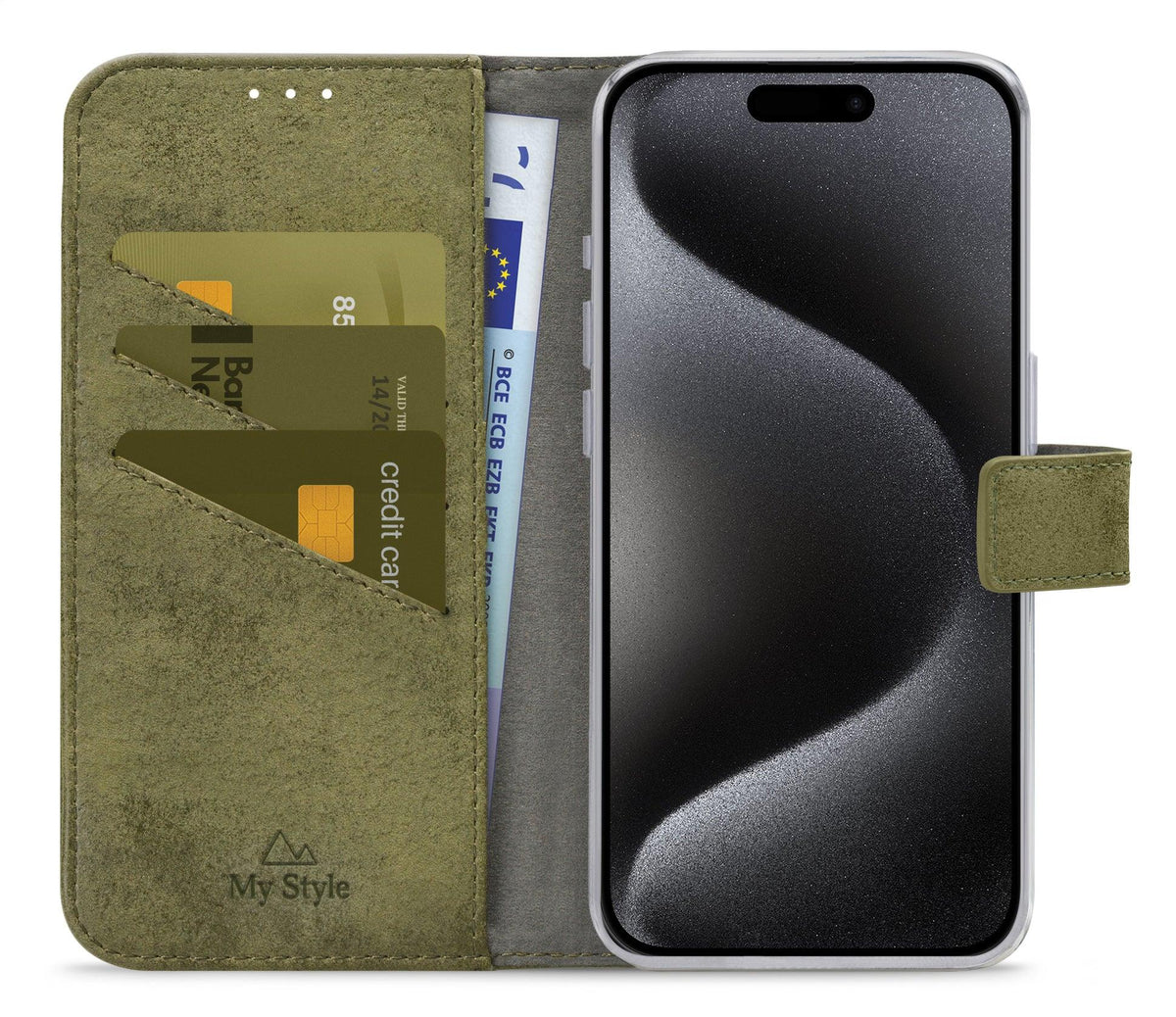 My Style Flex Wallet For Apple Iphone 15 Pro Olive - Essentify