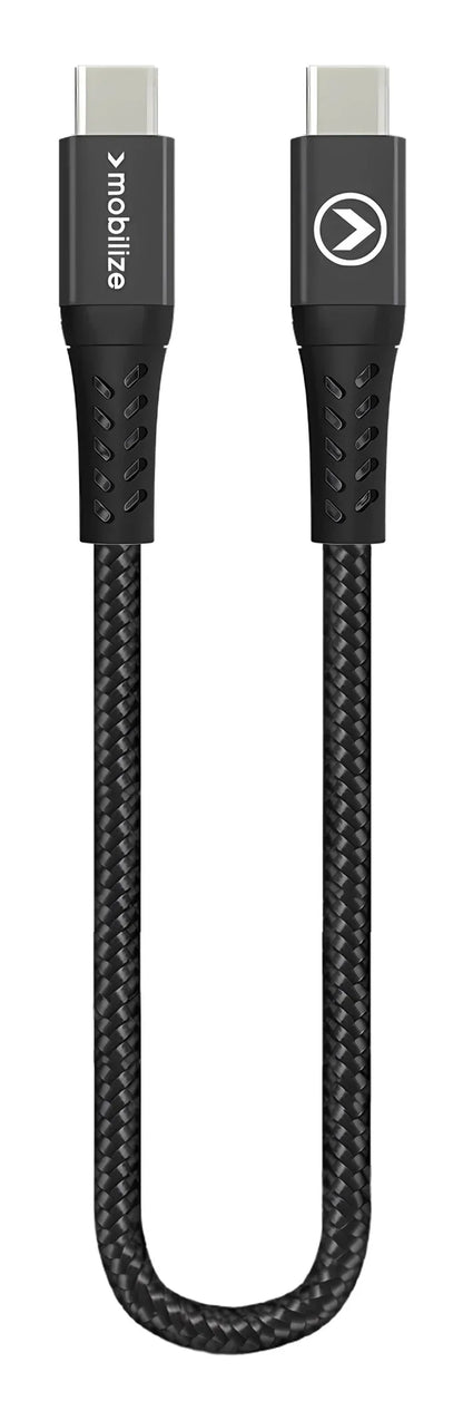 Mobilize Strong Nylon Cable Usb-C To Usb-C 20Cm. 100W Black - Essentify