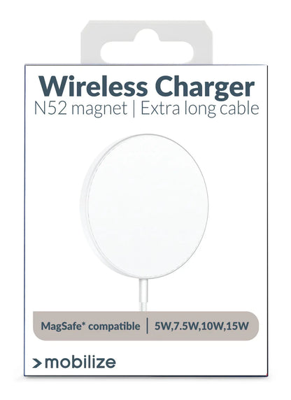 Mobilize Strong Magnetic Wireless Charger Magsafe Compatible 15W White - Acrylic - Essentify