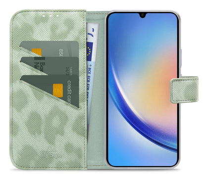 My Style Flex Wallet For Samsung Galaxy A34 5G Green Leopard