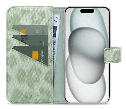 My Style Flex Wallet For Apple Iphone 13/14/15 Green Leopard - Essentify