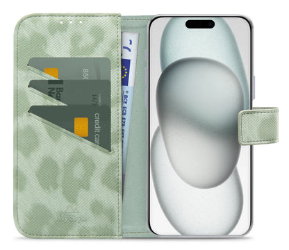 My Style Flex Wallet For Apple Iphone 15 Plus Green Leopard - Essentify