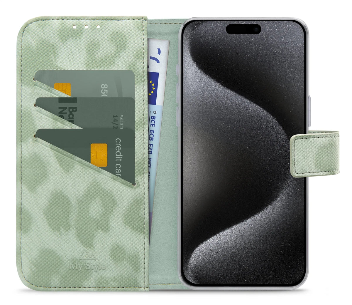 My Style Flex Wallet For Apple Iphone 15 Pro Max Green Leopard - Essentify