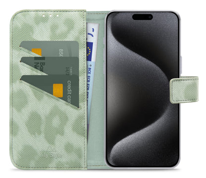 My Style Flex Wallet For Apple Iphone 15 Pro Max Green Leopard