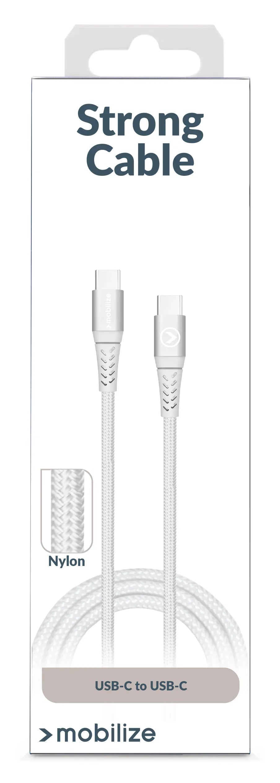 Mobilize Strong Nylon Cable Usb-C To Usb-C 2M. 100W White - Essentify