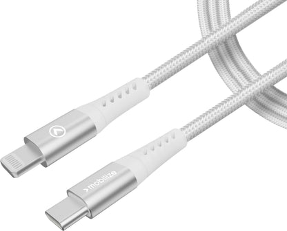 Mobilize Strong Nylon Cable Usb-C To Usb-C 1M. 100W White - Essentify