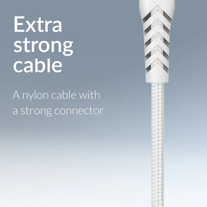 Mobilize Strong Nylon Cable Usb-C To Usb-C 20Cm. 100W White - Essentify