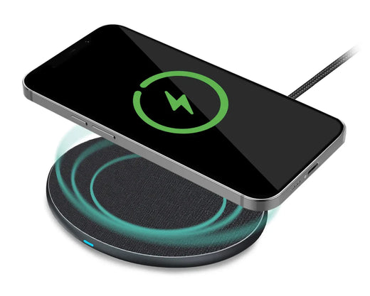 Mobilize Wireless Fast Charger Flat 5W/7.5W/10W/15W Pu Leather Grey - Essentify
