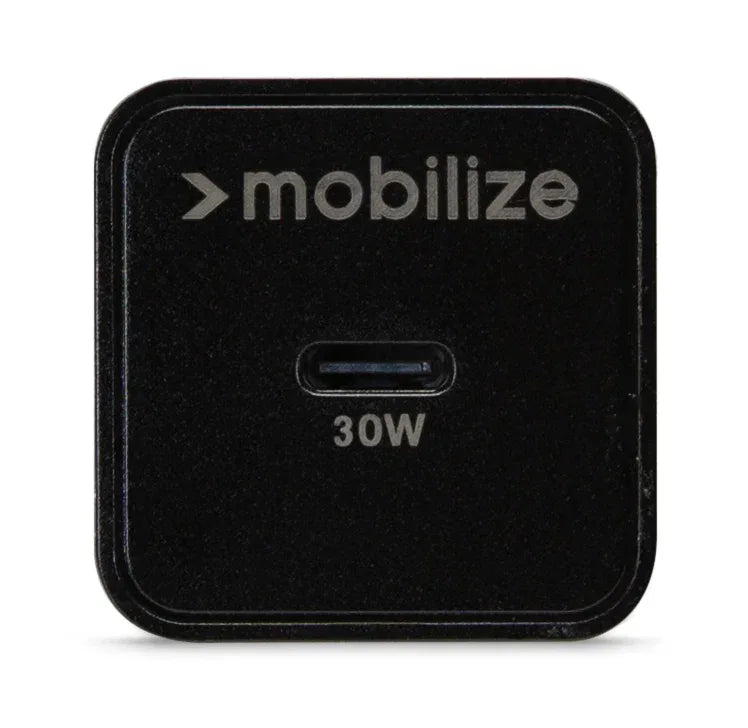 Mobilize Wall Charger Usb-C Gan 30W With Pd/Pps + Usb-C Nylon Cable 1.2M Black - Essentify