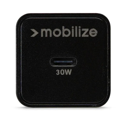 Mobilize Wall Charger Usb-C Gan 30W With Pd/Pps + Usb-C Nylon Cable 1.2M Black - Essentify