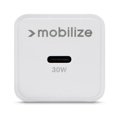 Mobilize Wall Charger Usb-C Gan 30W With Pd/Pps + Usb-C Nylon Cable 1.2M White - Essentify