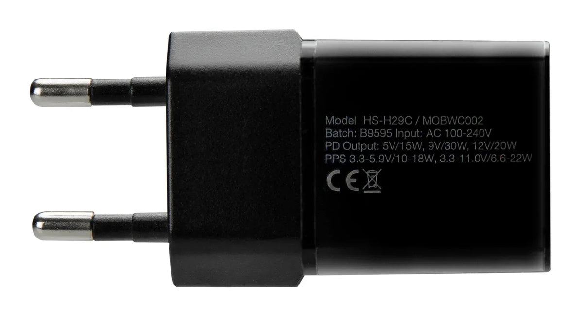 Mobilize Wall Charger Usb-C Gan 30W With Pd/Pps Black - Essentify