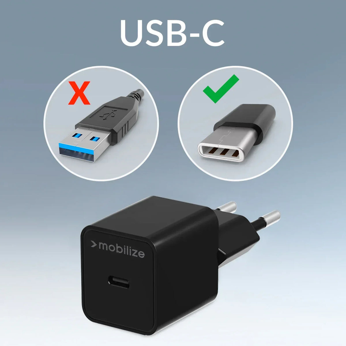 Mobilize Wall Charger Usb-C Gan 30W With Pd/Pps Black - Essentify