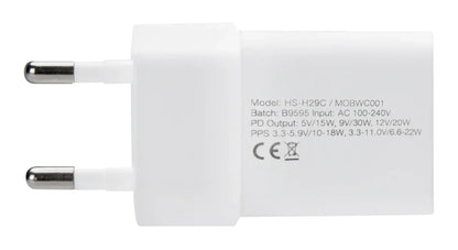 Mobilize Wall Charger Usb-C Gan 30W With Pd/Pps White - Essentify