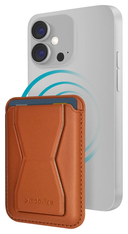 Mobilize Magsafe Compatible Magnet Card Holder Brown - Essentify